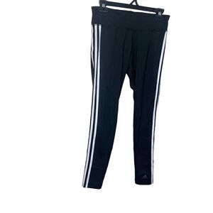 ADIDAS black Leggings with White Stripes Climalite Size Medium (p1)